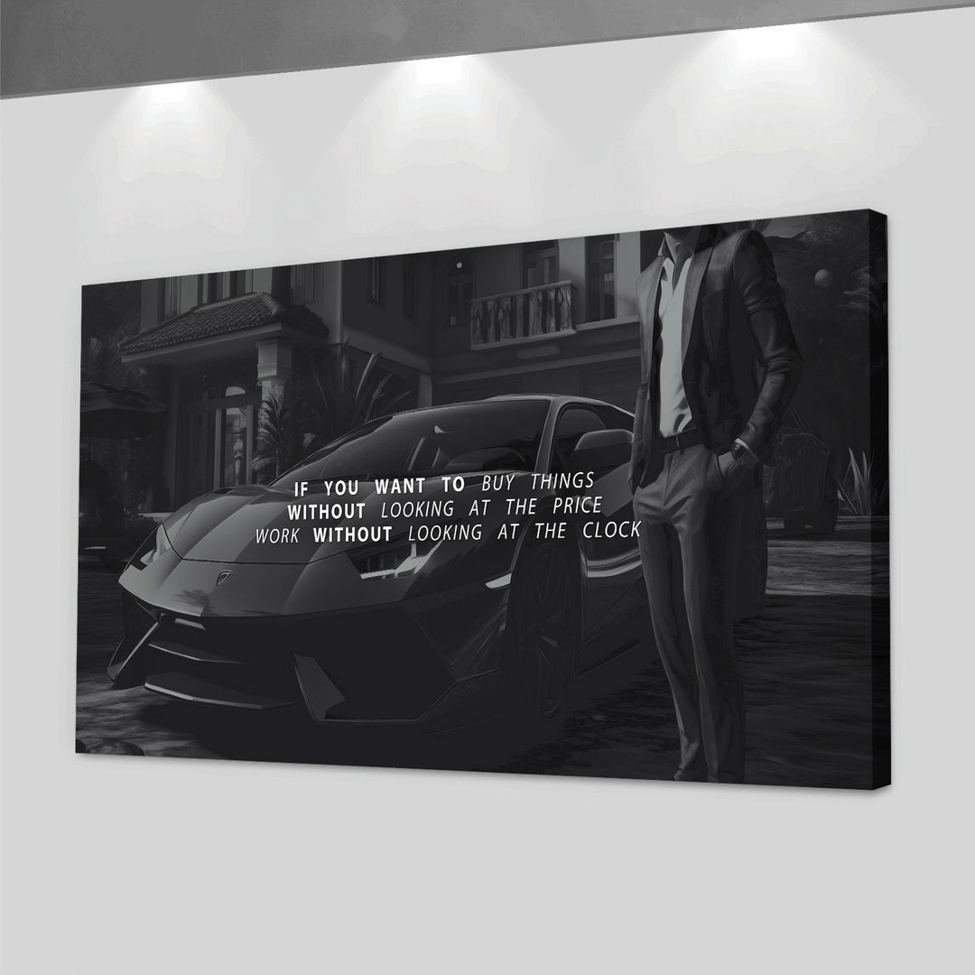 Luxury Car Motivational Wall Art Canvas | Office Decor | Hustle Quote ...