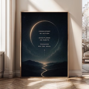 Discipline Focus Consistency Wandkunst, Motivationsleinwand, Success Mindset Poster, Bürodekoration, Unternehmergeschenk - SH411C