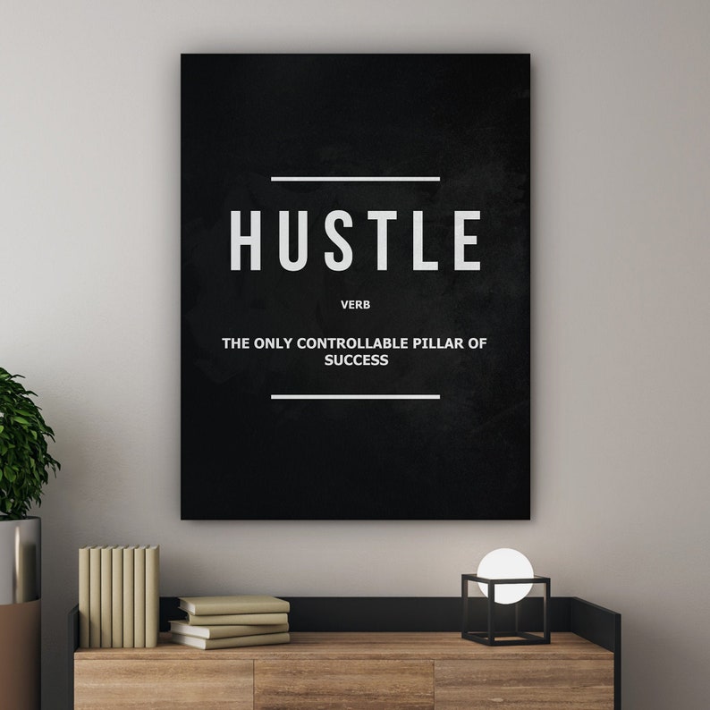 Hustle Verb Motivational Wall Art Canvas Print Office