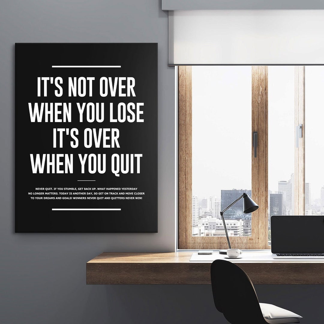 It’s Not Over Motivational Wall Art Canvas Print, Never Quit Quote ...