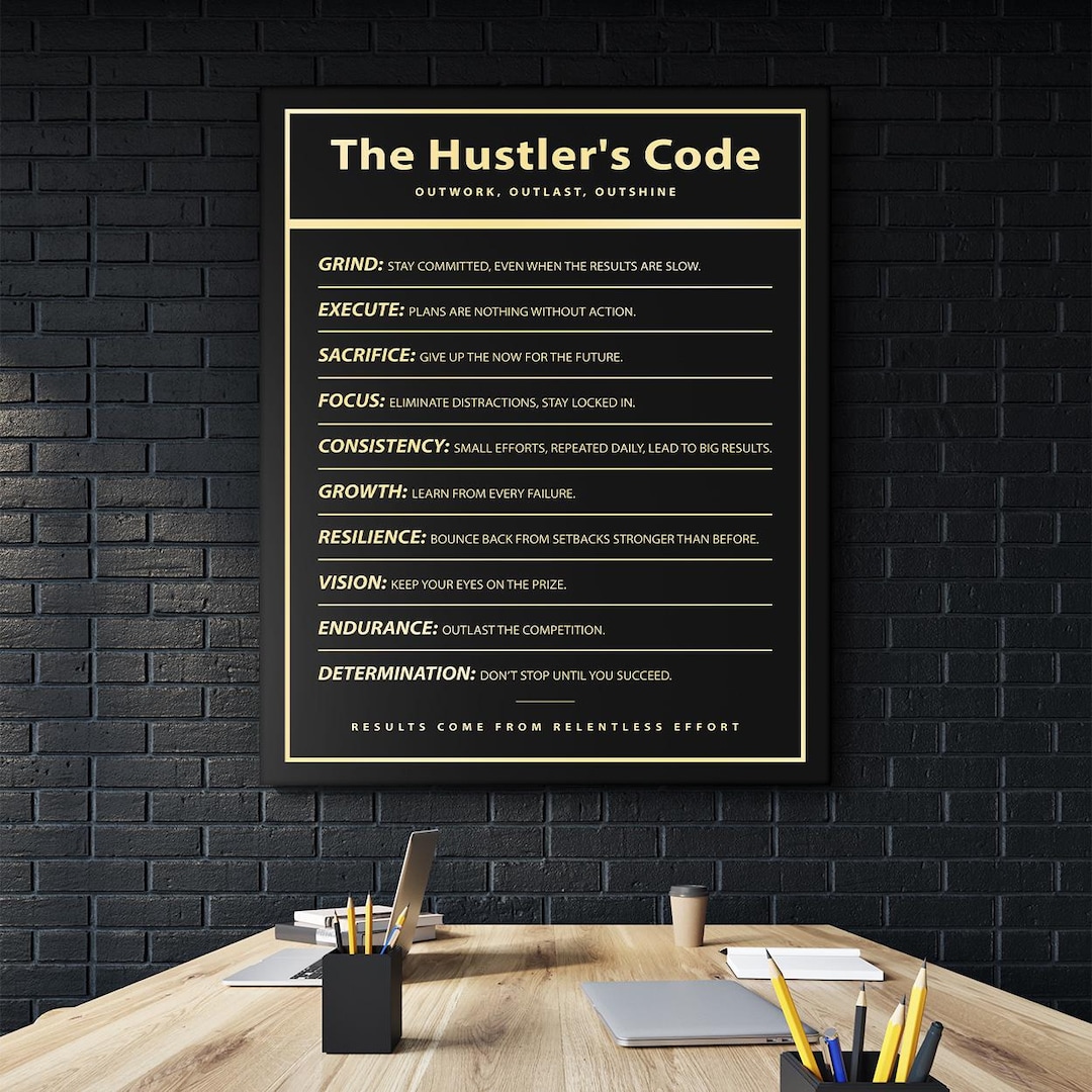 The Hustler’s Code Wall Art, Motivational Quote Canvas Print ...