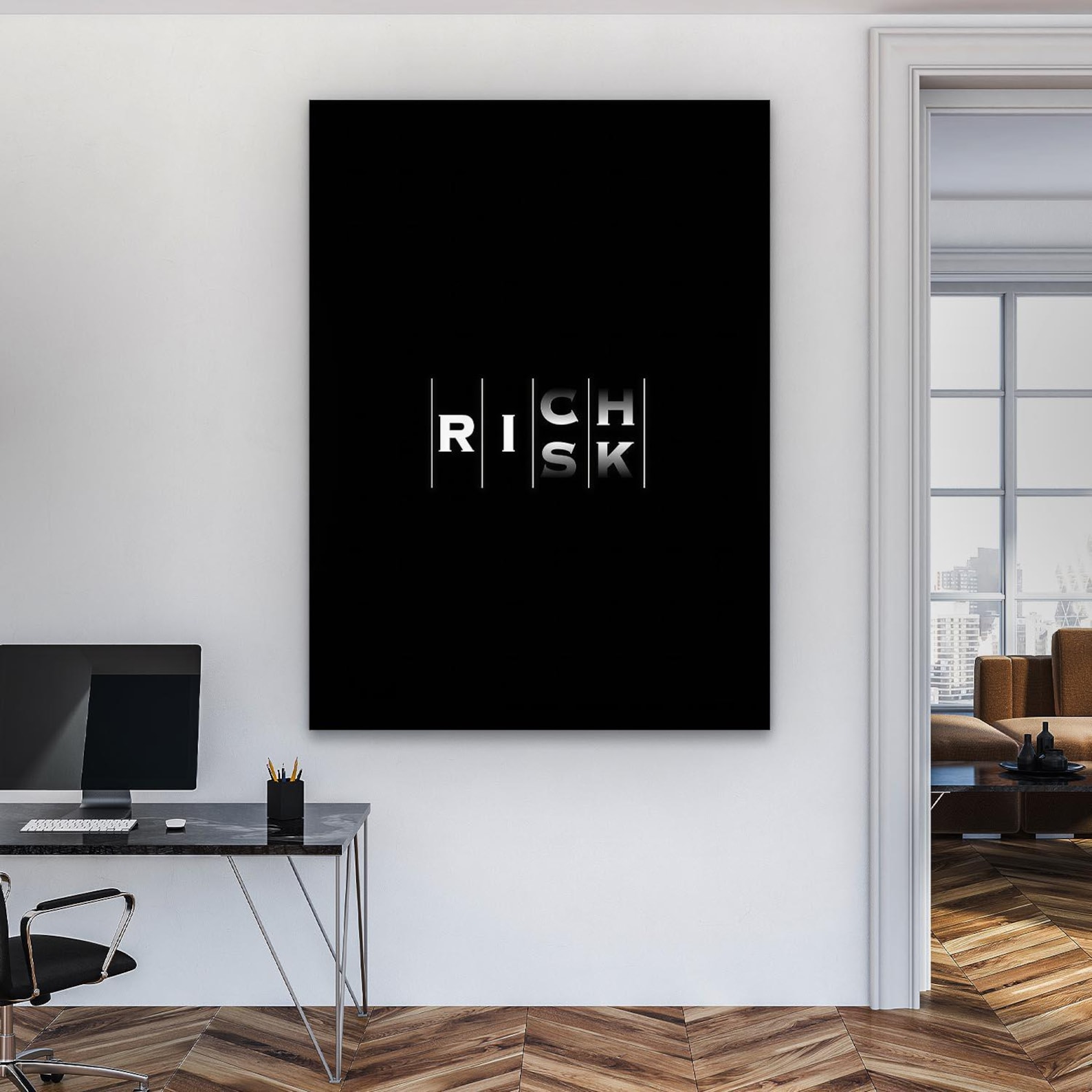 Risk Rich Wall Art – Minimalist Typography Motivational Canvas Print ...
