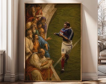 Vintage Football Legend Art, Historic Soccer Canvas Print, Sports Renaissance Poster, Athletic Room Decor, Gallery Wall Art Gift - SH540