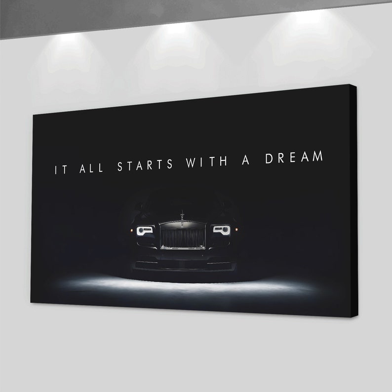 Luxury Car Motivational Wall Art Canvas Print | It All Starts With A ...