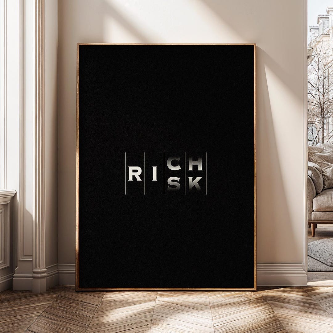 Risk Rich Wall Art – Minimalist Typography Motivational Canvas Print ...