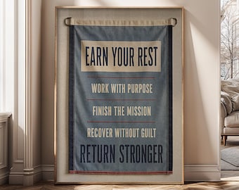 Productivity Wall Art Canvas, Work Life Balance Poster, Recovery Motivation Print, Office Wellness Decor, Strong Mindset Artwork- SH708