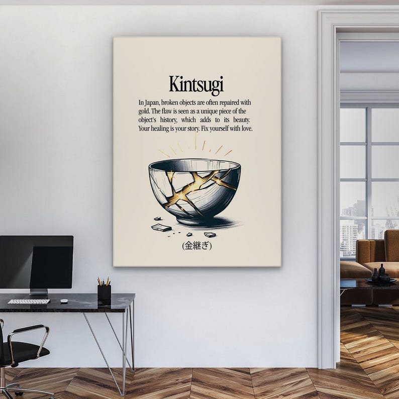 Kintsugi Wall Art Canvas Print, Japanese Philosophy Poster, Healing Art ...