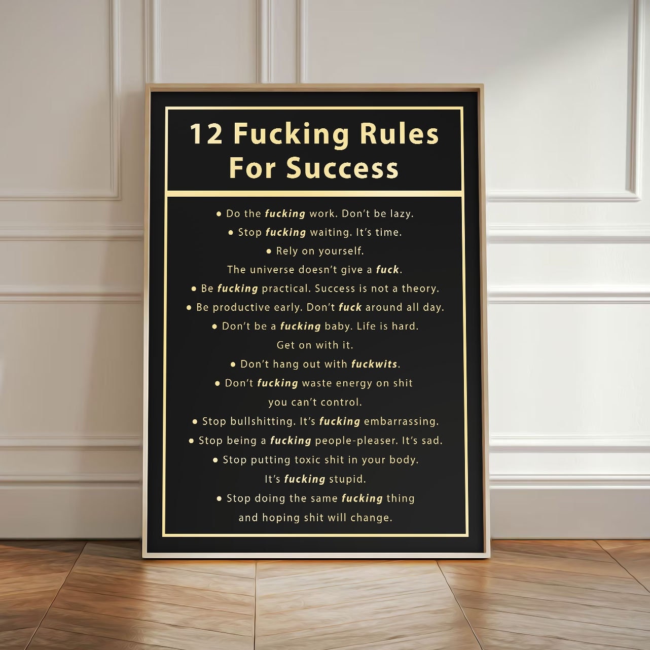 Digital Wall Art for Wall Decor - 12 Fucking Rules for Success 