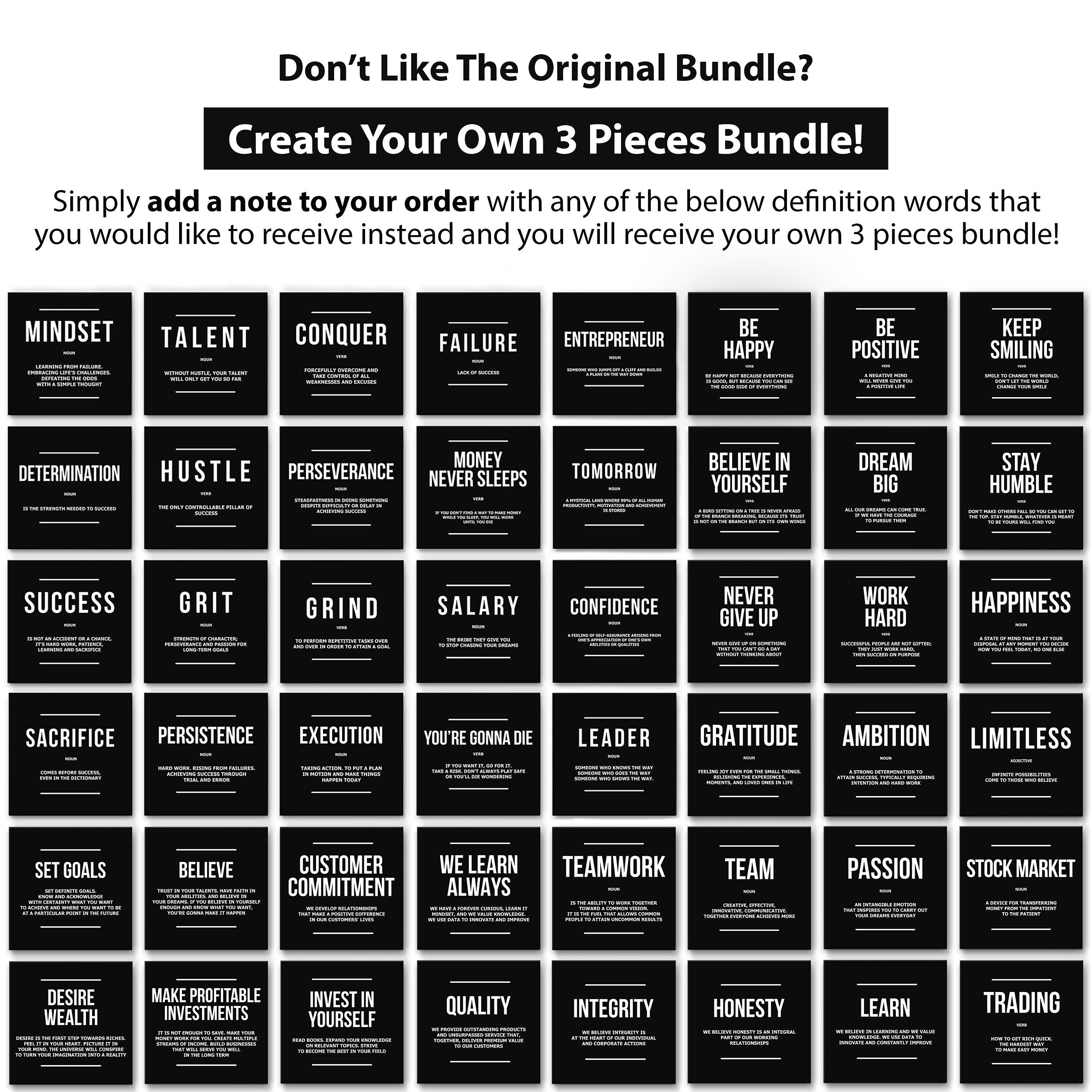 3x Hustle Grind Execution Wall Art Set – Motivational Canvas Prints ...