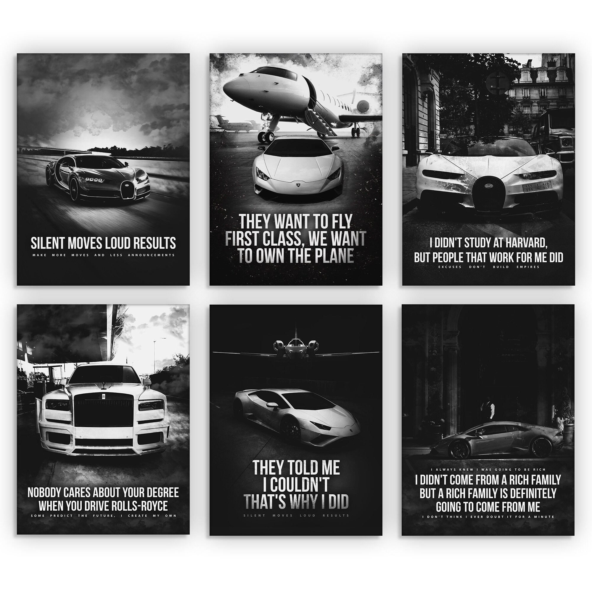 Luxury Car Motivational Wall Art Set | Supercar Canvas Prints | Jet ...