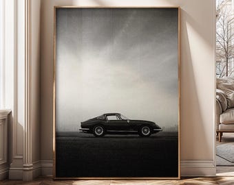 Classic Sports Car Wall Art, Vintage Automotive Canvas Print, Luxury Garage Decor, Monochrome Car Poster, Office Wall Art Gift - SH529A