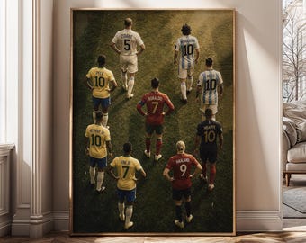 Football Legends Wall Art Canvas Print, Soccer Icons Poster, Sports Room Decor, Championship Art, Gift for Fans, Man Cave Decor - SH522