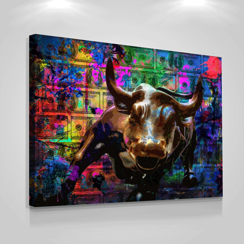Charging Bull Canvas Print Office Decor Pop Art Money Etsy - image 0