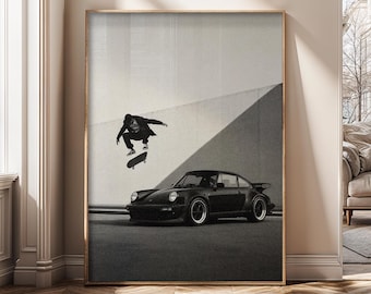 Skateboard Art Print, Urban Street Photography Canvas, Minimalist Black White Decor, Modern Skate Room Poster, Gift for Skater - SH544A