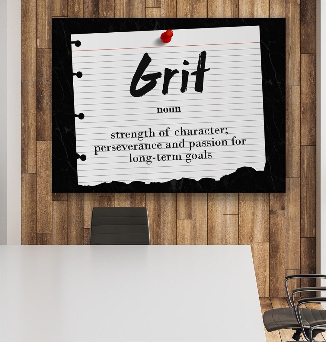Grit Wall Art Motivation Definition Canvas Print Perseverance Etsy