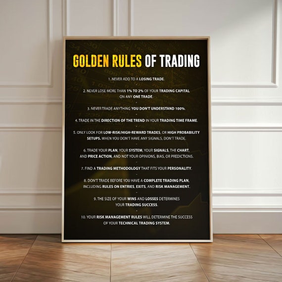 Golden Rules of Trading Wall Art • Trader Office Decor  display picture 1