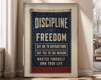 Self Discipline Wall Art, Focus Motivation Canvas, Productivity Office Decor, Minimal Gym Poster, Entrepreneur Mindset Print- SH704