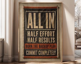 Commitment Wall Art Canvas, Entrepreneur Motivation Poster, Success Mindset Office Decor, Bold Gym Print, Masculine Business Art- SH706