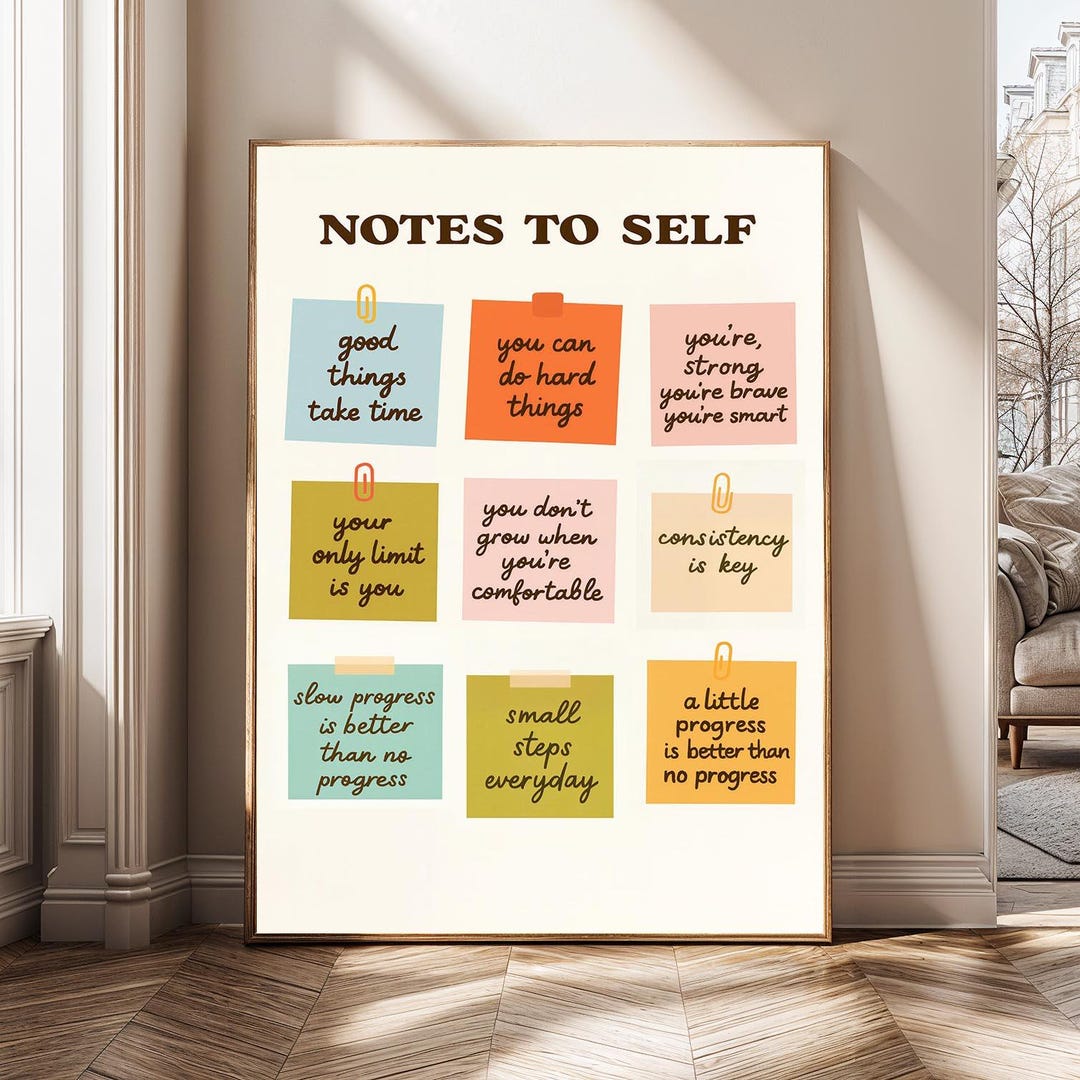Notes to Self Wall Art Print, Motivational Quote Canvas, Minimalist ...