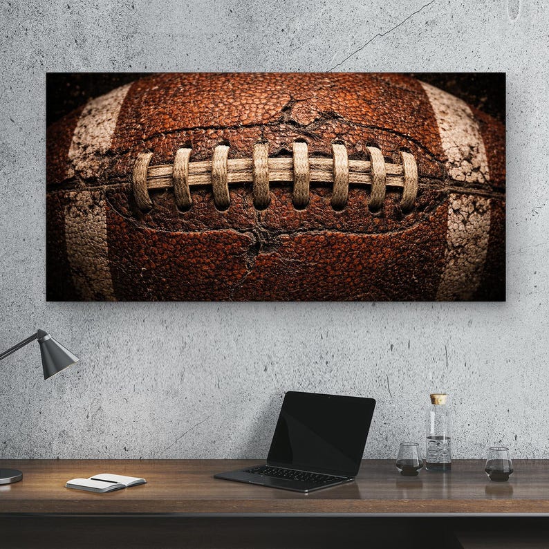 Rustic Football Color In Vintage Football Wall Art Canvas Print, American Football Decor, Sports ...