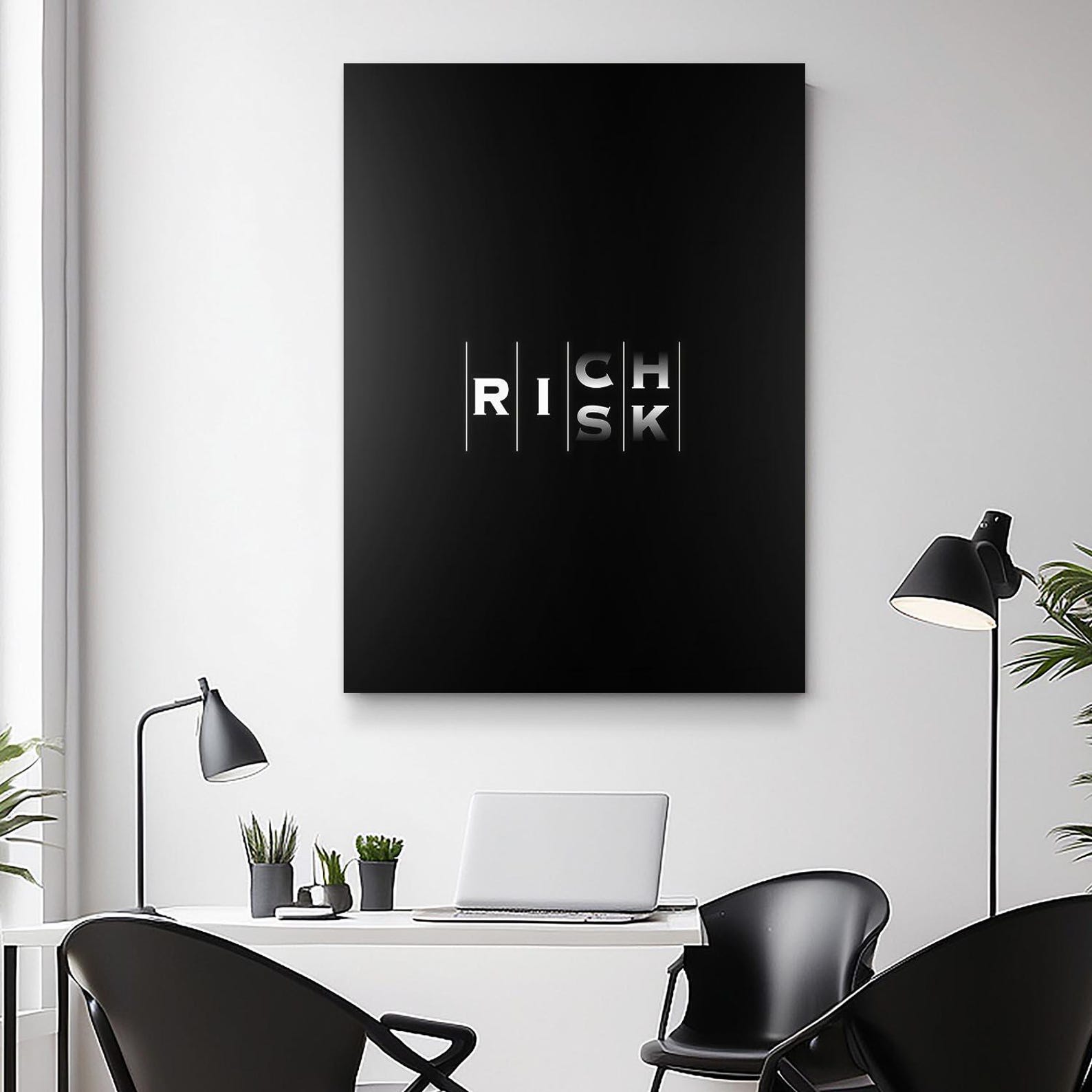 Risk Rich Wall Art – Minimalist Typography Motivational Canvas Print ...