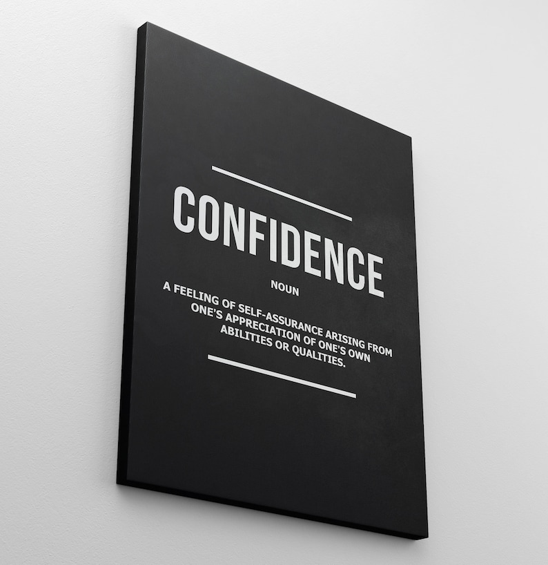 Confidence Noun Definition Print Inspirational Canvas Office Etsy