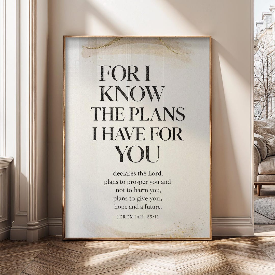Bible Verse Wall Art Vintage Scripture Print Jeremiah 29:11 Christian ...