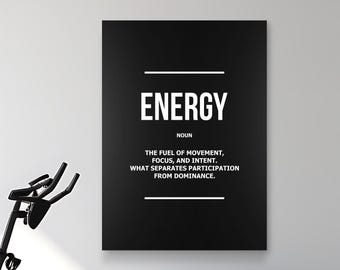 Energy Definition Wall Art | Athlete Motivation Canvas Print & Poster | Modern Minimalist Gym Decor | Inspirational Digital Download