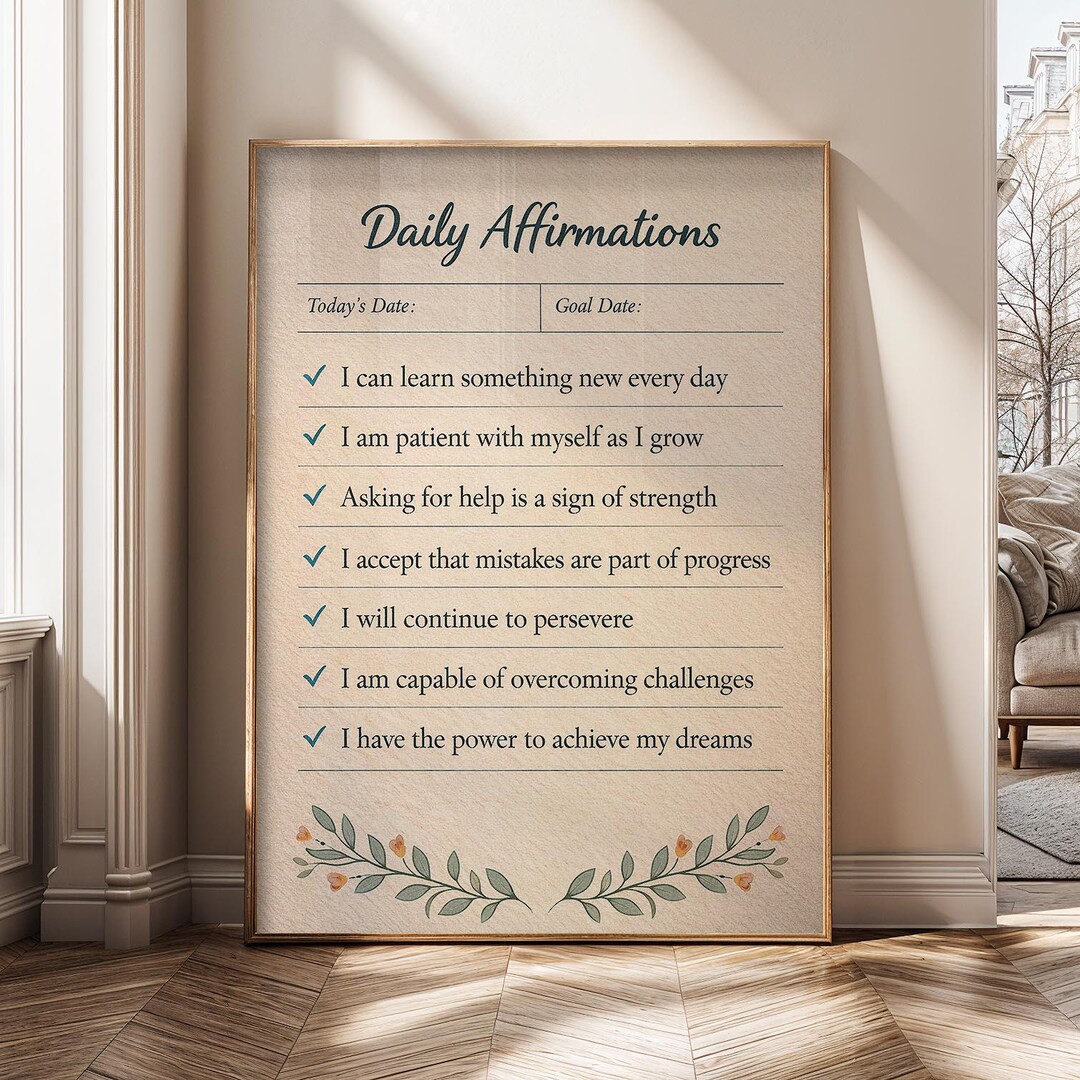 Daily Affirmations Wall Art, Vintage Style Affirmation Print, Positive ...