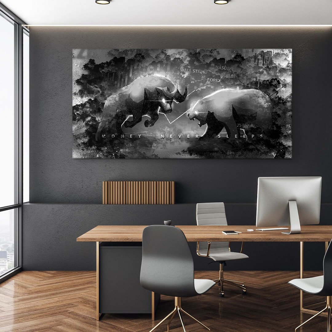 Trading Bull Art Canvas Print Office Decor Trader Money Investing