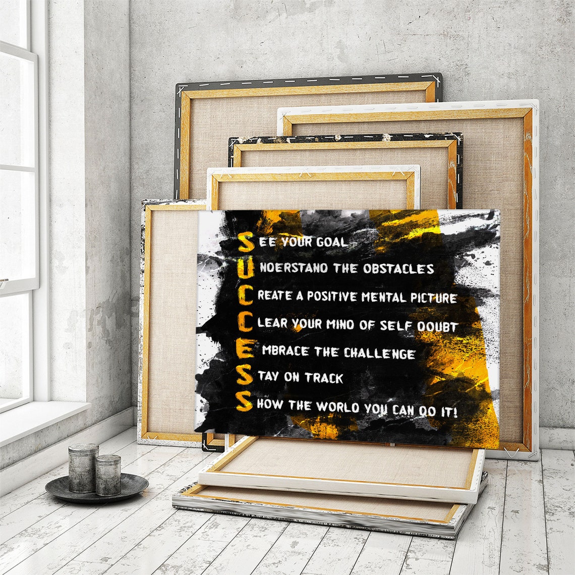 Success Ingredients Wall Art Office Decor Motivational Canvas Etsy