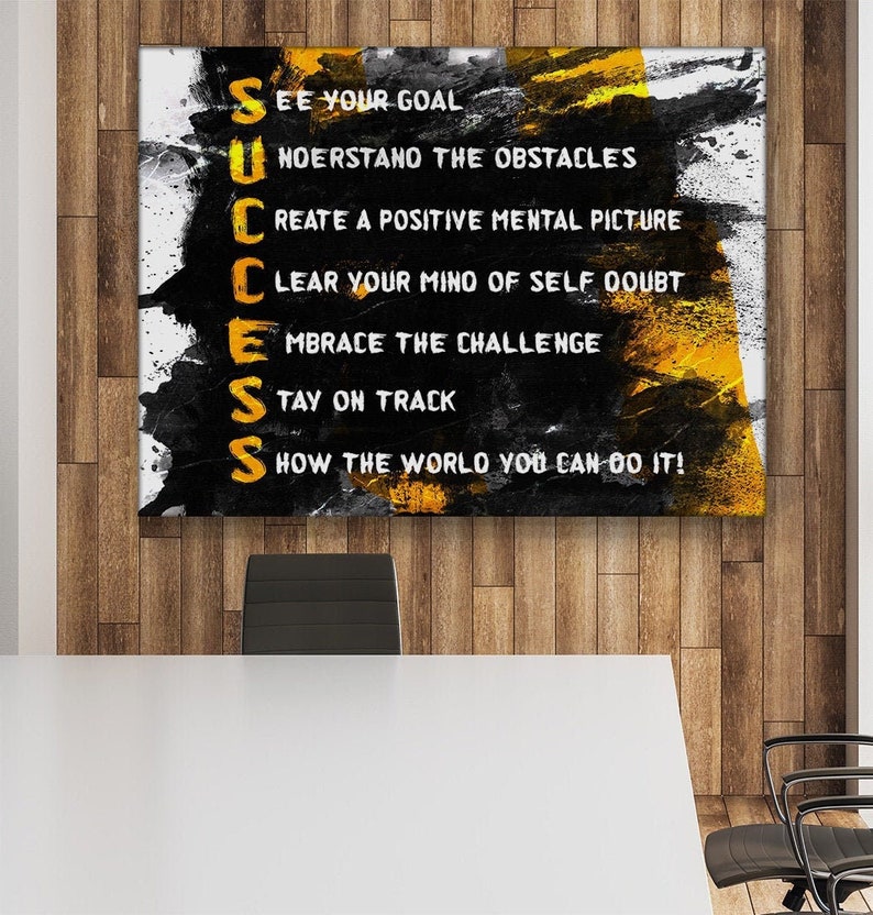 Success Ingredients Wall Art Office Decor Motivational Canvas Etsy