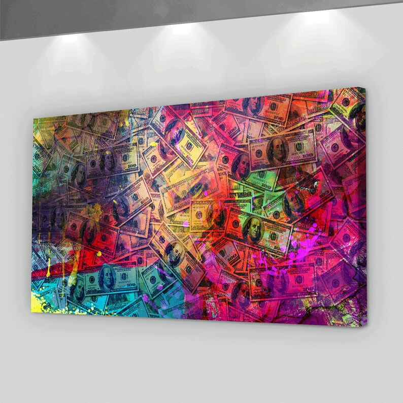 Dollars Pop Art Canvas Print Wall Office Decor Money Modern Etsy - image 0