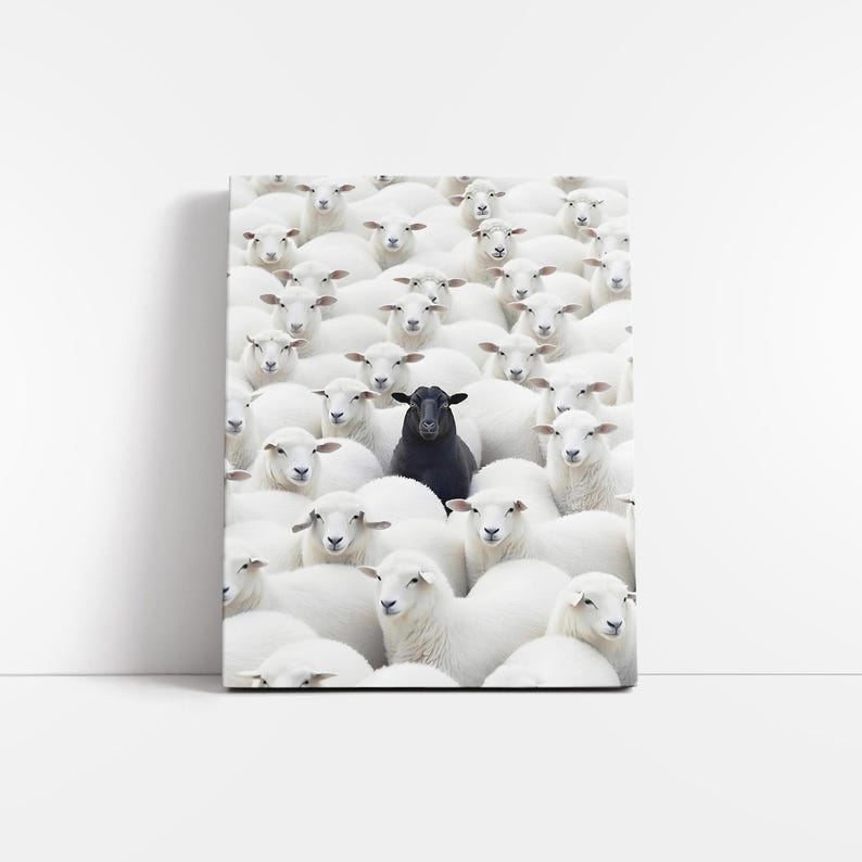 Impression sur toile d'art mural mouton noir - affiche pour se démarquer de la foule, décoration de bureau motivante, art de l'état d'esprit d'entrepreneur, impression de tendance image 10