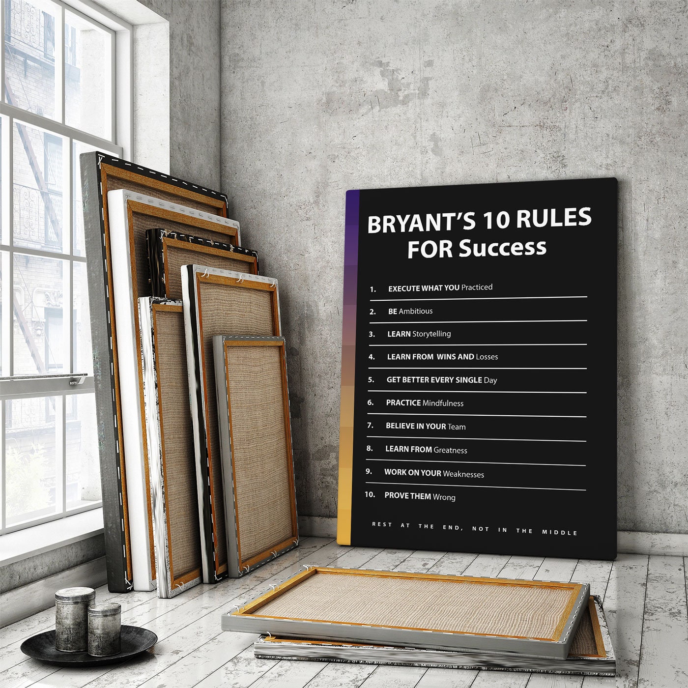 Rare Kobe Bryant 'Rules' Quote Basketball Poster, Unique Gift