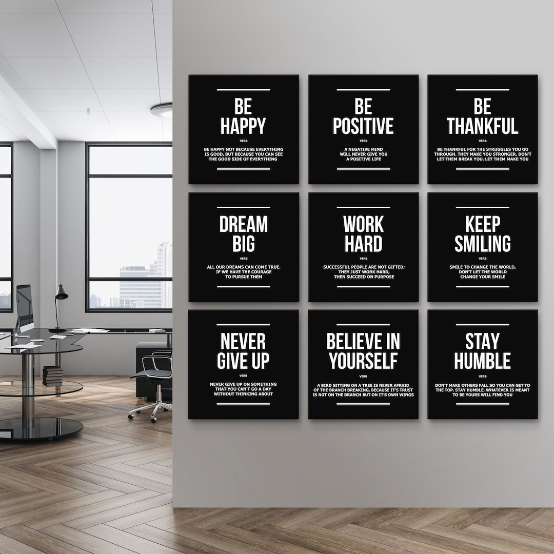 9x Office Decor Inspirational Definitions Motivational Wall Etsy Israel
