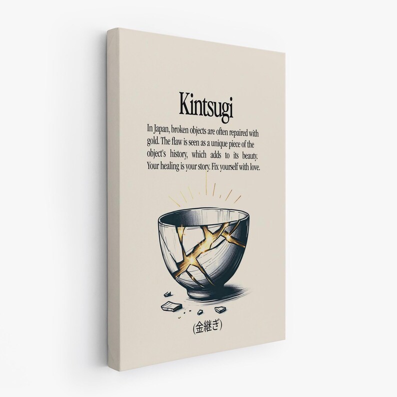 Kintsugi Wall Art Canvas Print, Japanese Philosophy Poster, Healing Art ...