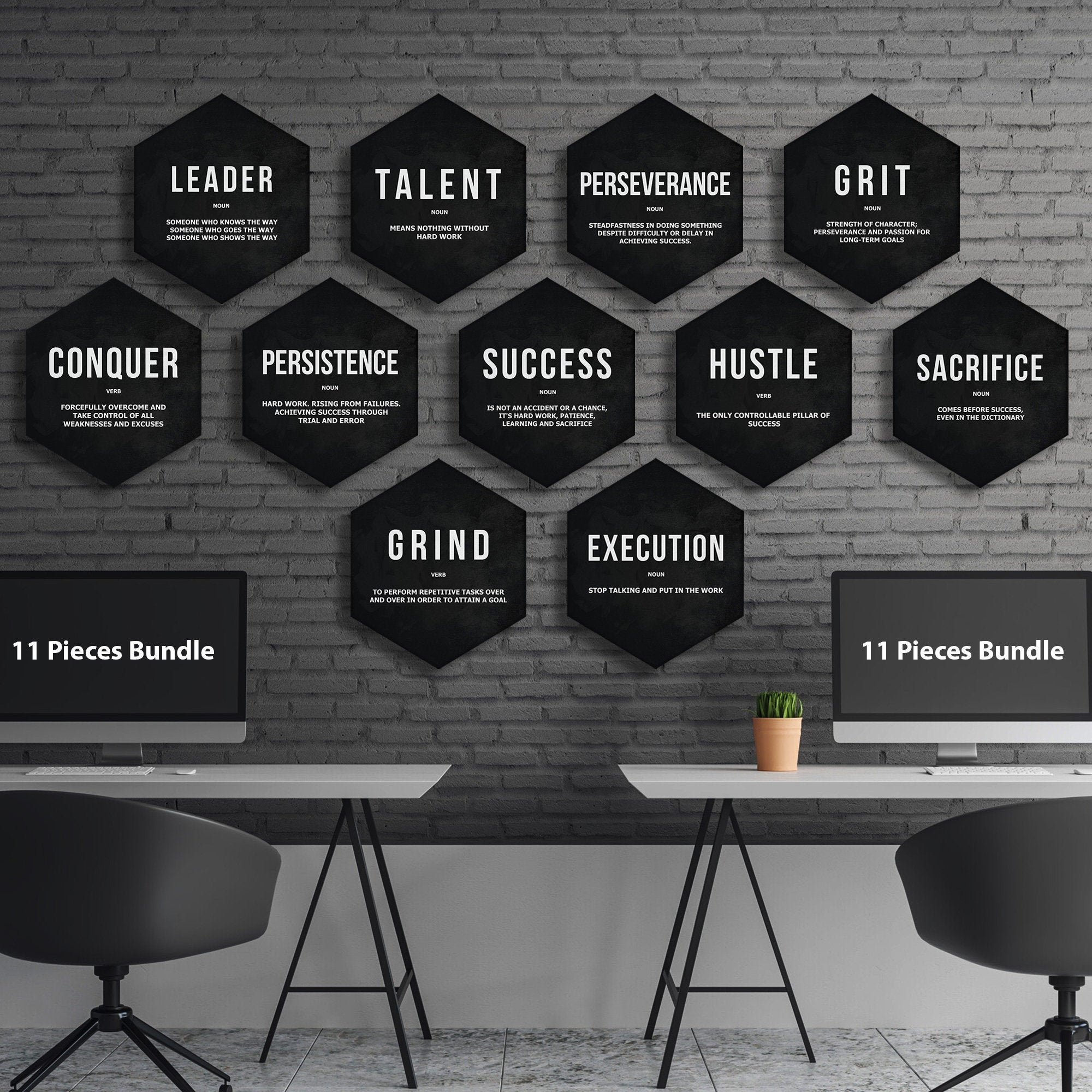 Modern Wall Art for Unique Wall Decor - Hexagonal Motivation Wall Art for Farmhouse Wall Decor - Wall Hanging Canvas Inspirational Quotes