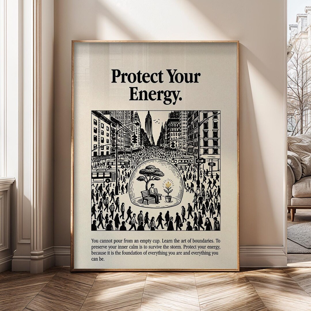 Energy Wall Graphics Protect Your Energy Wall Art, Motivational Canvas Print, Mental Health ...