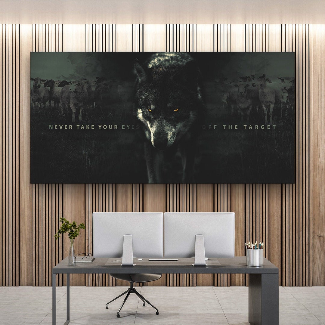 Wolf Hunting Motivational Wall Art Wolve Sign Quote Office Etsy Hong Kong