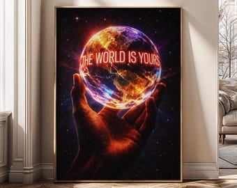 The World Is Yours Wall Art Canvas Print, Motivational Quote Poster, Success Mindset Art, Entrepreneur Decor, Office Wall Art - SH259B