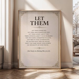 Väggkonsttryck "Låt dem", motiverande citatposter, inspirerande typografisk canvas, väggdekor i neutral vintagestil - SH216B