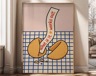 What If It Works Out - Wandkunst - Motivationszitat Leinwanddruck, moderne Typografie Plakat, positive Denkweise Bürodeko - SH9