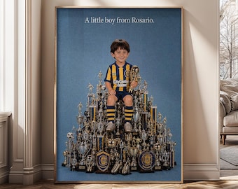 Little Boy From Rosario Poster, Inspirational Soccer Wall Art, Kids Sports Canvas Print, Football Nursery Decor, Trophy Room Gift - SH550A