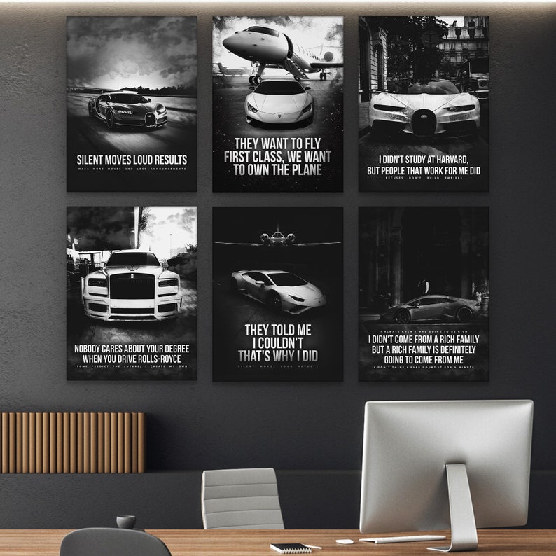 Luxury Car Motivational Wall Art Set | Supercar Canvas Prints | Jet ...