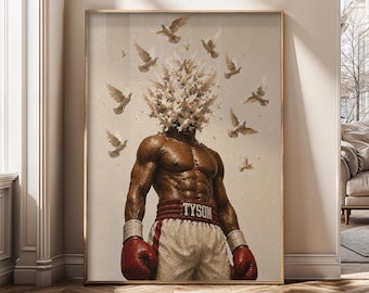 Abstract Boxing Art, Fighter Canvas Print, Peace and Strength Poster, Motivational Gym Decor, Modern Surreal Artwork, Office Art - SH496