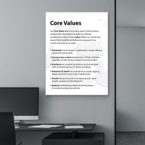 Company Core Values Wall Art, Office Decor Canvas Print - Etsy
