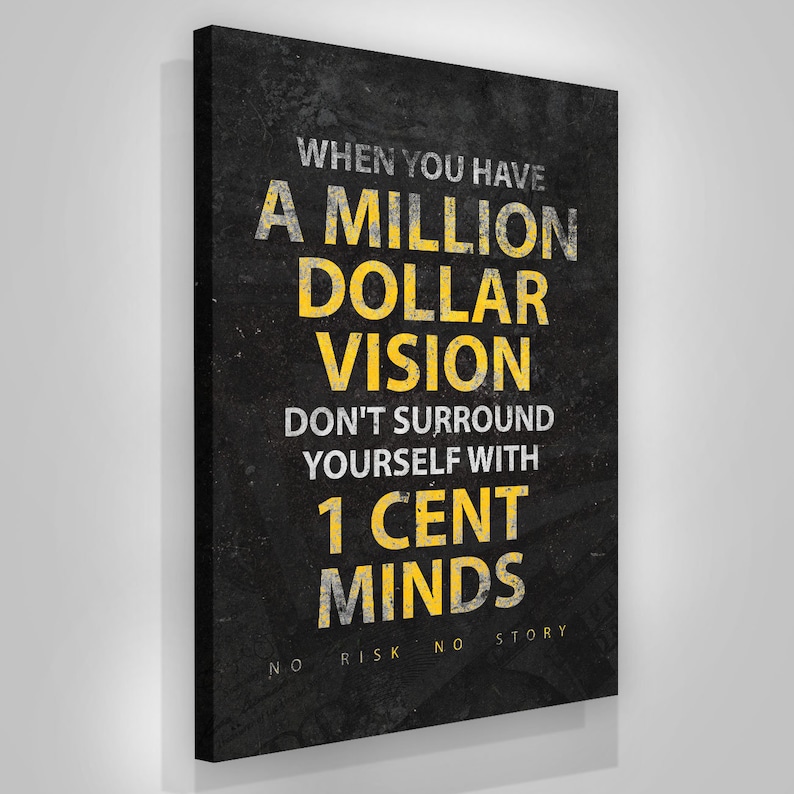 Millionaire Vision Motivational Wall Art Office Decor Canvas Etsy