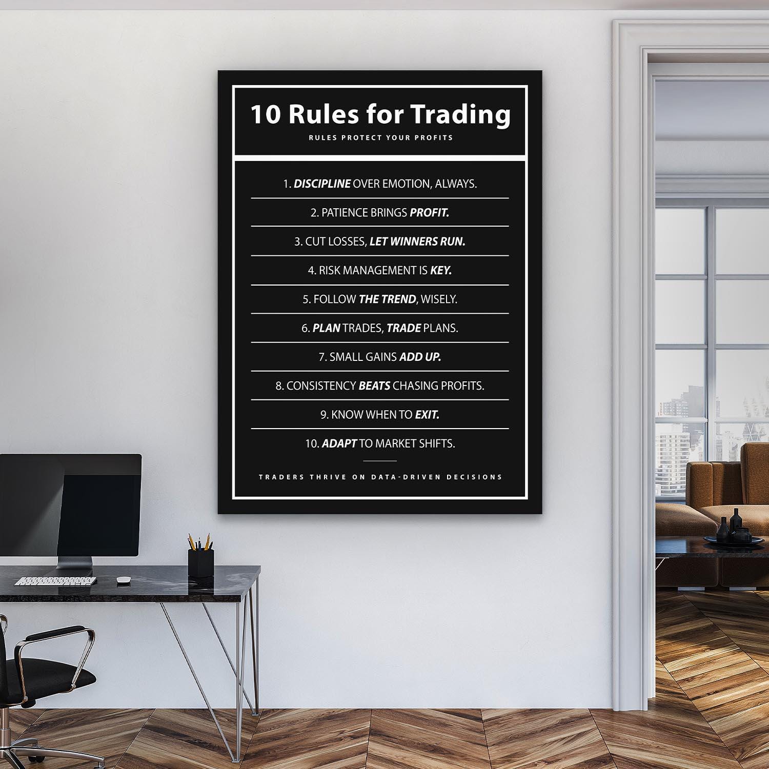 10 Rules for Trading Digital Download, Trading Rules Wall Art, Trader ...