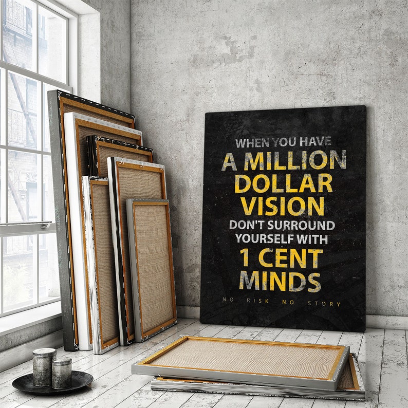 Millionaire Vision Motivational Wall Art Office Decor Canvas Etsy